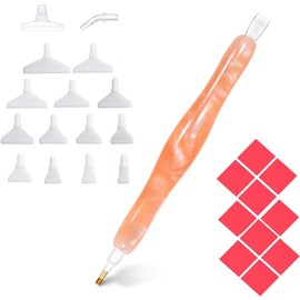 Praise V Do 5D Diamond Painting Art Drill Dot Bead Pen Tools Placers and 10 Clays Kits Accessories, Gem Rhinestone Picker Tool Nail Art Mosaic Making Peach Pink