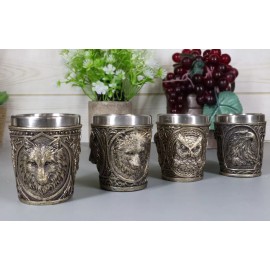 Ebros Gift Animal Spirit Bald Eagle Owl Black Bear And Gray Wolf 2-Ounce Shot Glasses Set