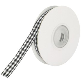 ZhXu Shuo 3/8 inch X 11Yard Gingham Ribbon Thin Crafts Ribbon Buffalo Checker Plaid Ribbon for Gift Wrapping,Party Decoration,Picnic,Crafts Hair Accessories (Black)