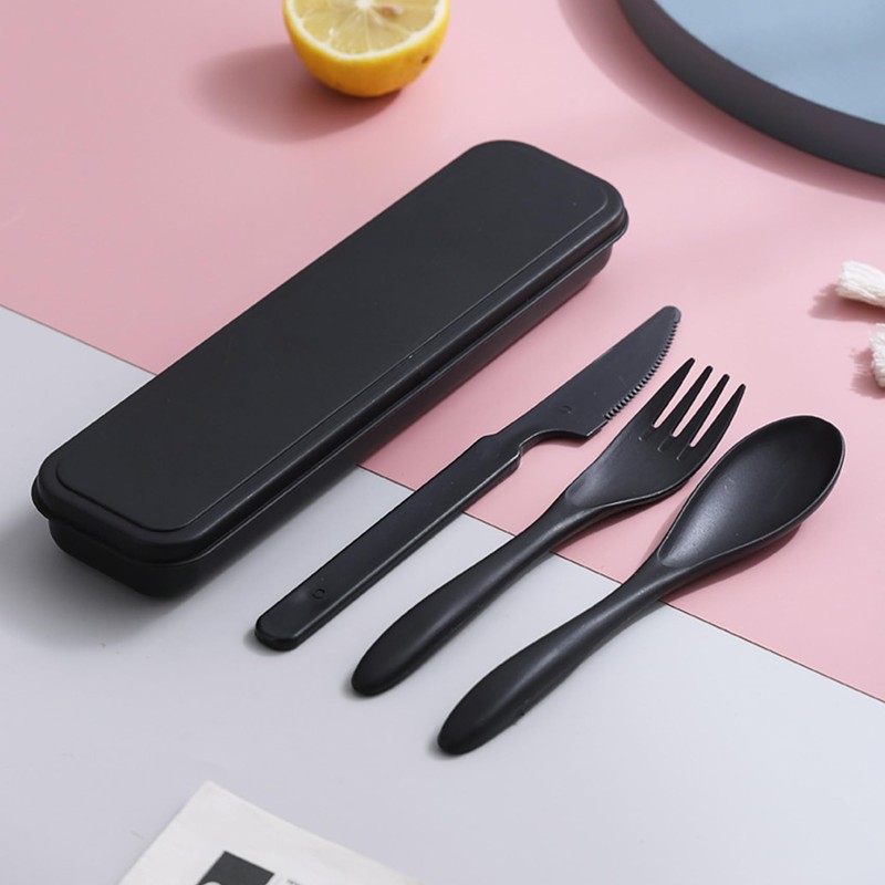 LIVELYPET Reusable Travel Cutlery with Case, 4 Sets Portable Plastic