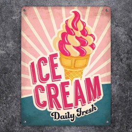 Metal Sign XL with American Diner Classics Ice Cream Motif