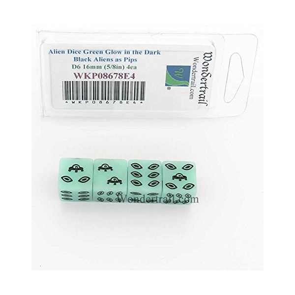 Wondertrail Alien Dice D6 Green Glow in The Dark with