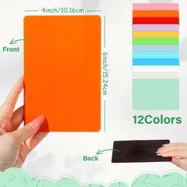 48 Pcs Dry Erase Magnetic Labels 4 x 6 Inch, Reusable Magnetic Name Tags Blank Name Magnets Multipurpose Name Tag Stickers Colorful Magnetic Strips for Whiteboard Locker School Office (Mixed Color)