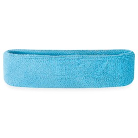 Suddora Workout Headband for Men and Women, Moisture-Wicking Athletic Sweatband, Lightweight Cotton Terry Cloth Bands for Basketball, Tennis, Football, Gym, Running, Cosplay & Costumes (Neon Blue)