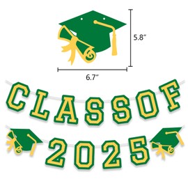 Class of 2025 Graduation Banner University College Grad Garlands Decoration Party Supplies High School Colors Green Yellow