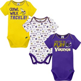 Gerber - Conjunto de 3 Mamelucos Unisex de Manga Corta, Color del Equipo, 0-3 Meses