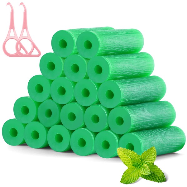 Aligner Chewies for Invisalign Aligners Mint Scented (20 Pcs Green) and 2 Aligner Removal Tools