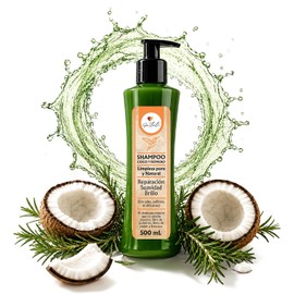 Shampoo Natural - Orgánico - Antícaida - Brillo - Reparación - Suavidad - Coco - Romero - Fácil de usar - 500ml - Ga Tlali - Sin Sales ni Sulfatos - Unisex - Hecho en México