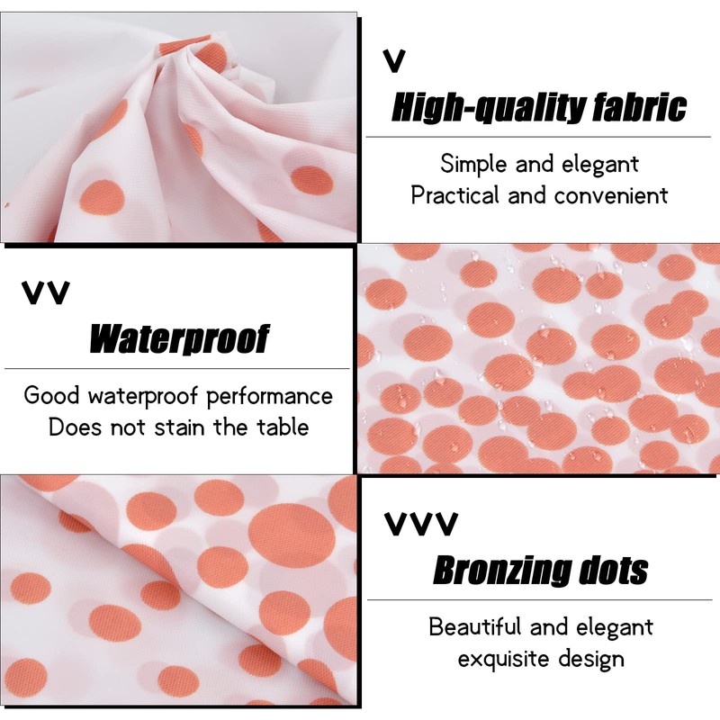Dokeno Pack of 2 Rose Gold Polka Dot Tablecloths, Waterproof