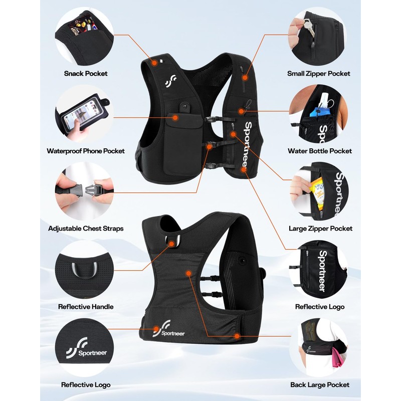 Sportneer 5L Ultralight Hydration Backpack Trail Backpack Hydration Vest, Adjustable