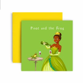 Huxters Birthday Card for Her Women - Pinot and the Frog A Tale as Old as Lime - Funny Fairytale Pun for Auntie Sister Daughter Granddaughter Mum Bestie Friend Unique Fun (Pinot Frog)