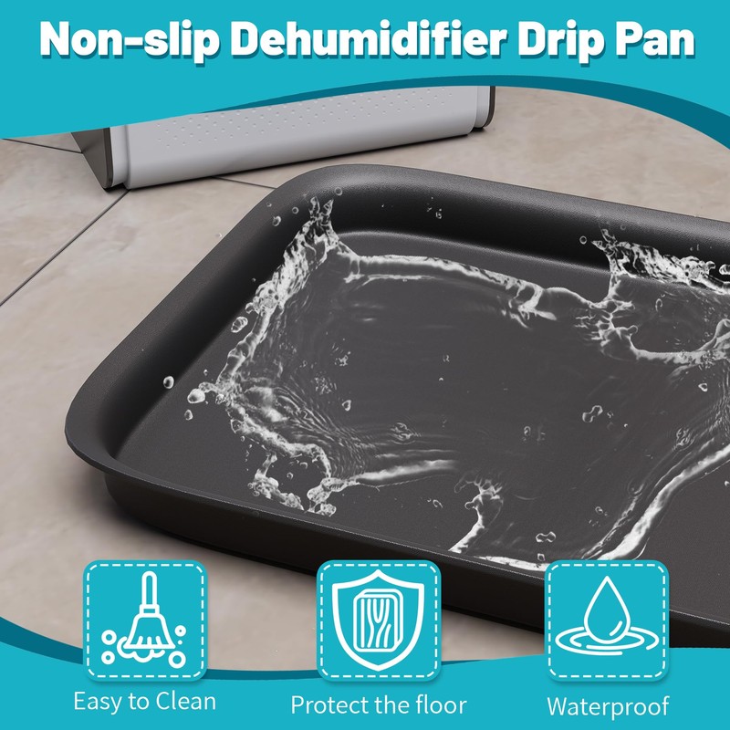 Chiligent Dehumidifier Drip Pan, Hard Plastic Non-Slip Large Drip Tray