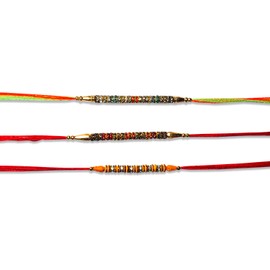 Pack of 3 Designer Rakhi for Brother, bracelet for Brother and Bhabhi | Bhaiya Bhabhi Rakhi | Raksha Bandhan Rakhee I wirst band for family Raksha Bandhan Festival | Indian Bracelet