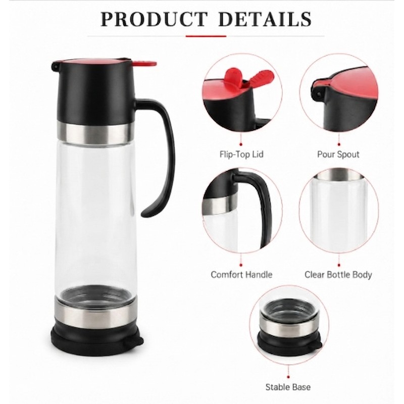No-Drip Glass Honey Dispenser with Trigger Handle – Syrup Pourer