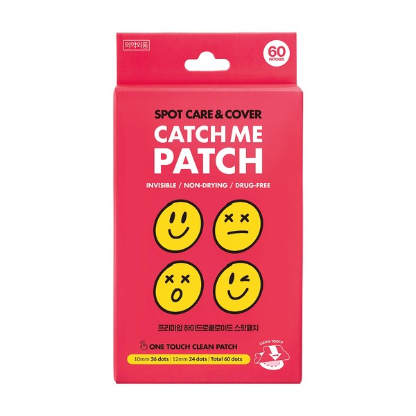 Catch Me Patch Spot type - Acne, Pimple, Hydrocolloid, Two Sizes(60 Patches, 10mm/12mm))