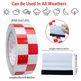 oupados 25m×5cm Reflective Warning Tape Tape Red and White Reflective Safety Tape High Visibility Warning Tape for Vehicles Outdoors