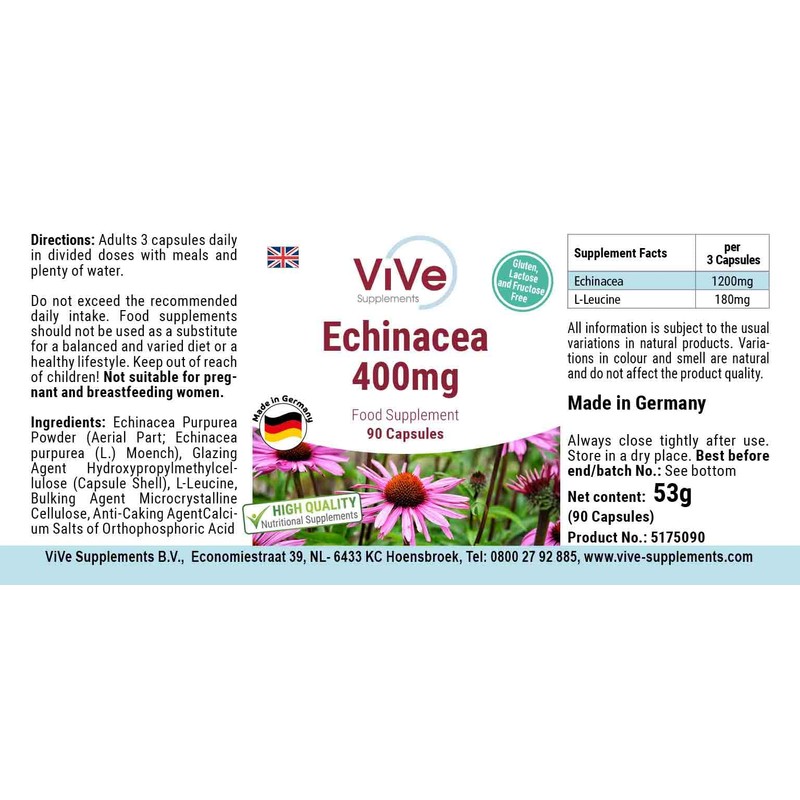 Echinacea 400 mg – 90 Capsules – High Dose and