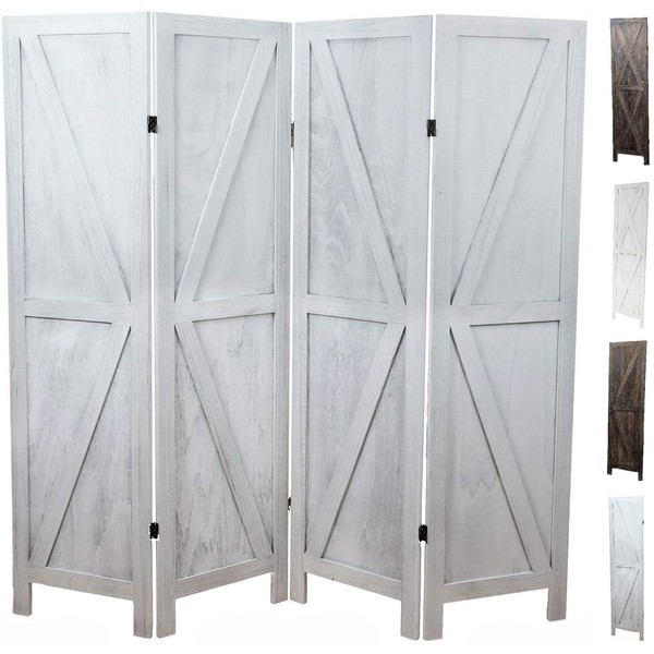 Premium Home Room Divider: Room dividers and Folding Privacy Screens, Privacy Screen, Partition Wall dividers for Rooms, Room Separator, Temporary Wall, Folding Screen, Rustic Barnwood (White)