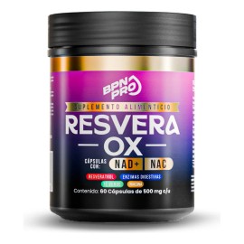 Resveratrol, NAD +, NAC, Enzimas Digestivas, Té Verde y Niacina ResveraOx BPN PRO - Nicotinamida Ribosa N-acetil Cisteína Antioxidantes Salud Celular, Energía, Antioxidantes y Bienestar Integral