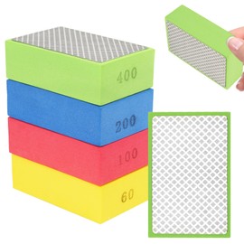4PCS Diamond Polishing Pads, 60# 100# 200# 400# Tile Polishing Pads, Diamond Sanding Pads Backed Sanding Blocks, Hand Polishing Grinding Foam for Ceramic Tiles Metal Marble Grinding Trimming -
