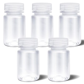 ASEVAT 5 Pcs Plastic Reagent Bottle, Laboratory Grade Polypropylene Wide Mouth with Screw Cap, Plastic Sample Bottles for Classrooms or Storage at Home (clear, 4 oz)