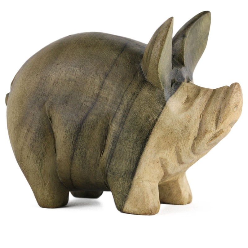 ART-CRAFT Wooden Pig Hand Carved from a Beautiful Piece of