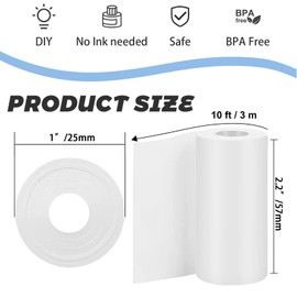 20 Rolls Self-Adhesive Thermal Paper, Glossy Thermal Printer Paper for Mini Portable Printer, 57 x 25mm, Thermal Labels for Most Pocket Printer