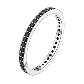 ChicSilver 925 Sterling Silver Black CZ Wedding Band for Women 2MM Round Black Cubic Zirconia Eternity Stackable Ring Size 11