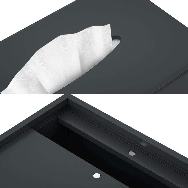 HIIMIEI Acrylic Tissue Box Cover Black Tissue Holder Napkin Dispenser