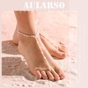 Aularso Boho Beaded Foot Chain 2PCS Pearl Anklet Chains Beach