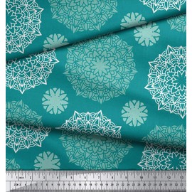 Soimoi Green Viscose Chiffon Fabric Green Mandala Printed Fabric 1 metre 42 Inch Wide