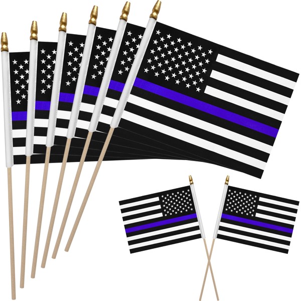 WEITBF 12 Pack 8×12 Inch Thin Blue Line American Flags