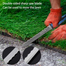 HALNKSZDDD Stainless Steel Insulation Garden Knife with Blue Handle,7.8" Double Side Utility Sod Cutter for Cutting Mineral Wool Insulation Garden Knife for Lawn Repair