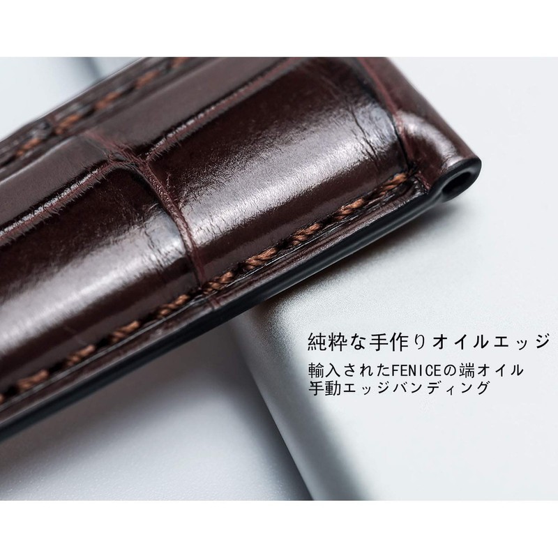 Moran Genuine Leather Watch Band, Replacement Strap, D Buckle, For