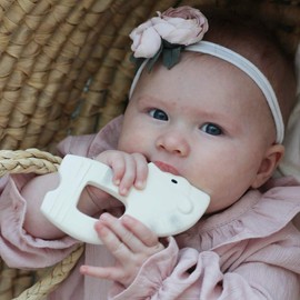 Tikiri 8591505 Rubber Teether Zebra Teething Aid Natural Rubber for Babies from 0+ Months White