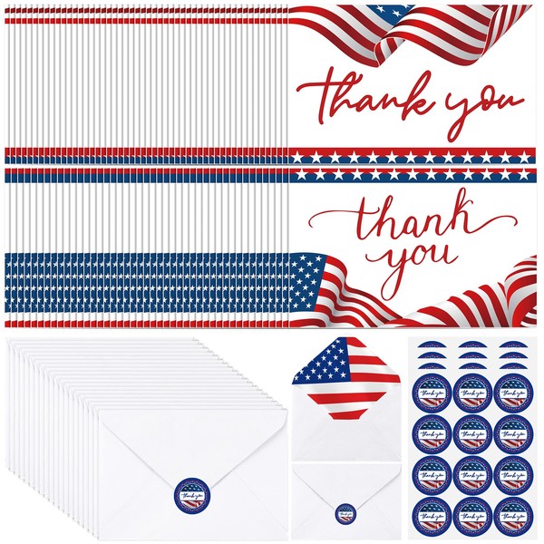 Harloon 600 Pcs Patriotic Thank You Cards with Envelopes 200
