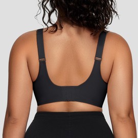 OEAK Womens Wireless Bras V Mesh Comfortable Bralette Supportive Tshirt Bra No Underwire Seamless Push Up Everyday Bras Black L