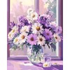 ShineSnow Daisy Purple White Flowers in Vase Art Acrylic Paint