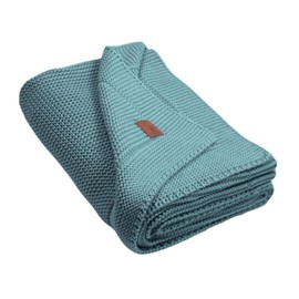 Little Dedi Baby Blanket Stars Smoke Blue - Soft Knitted Blanket for Babies 80 x 100 cm - Cuddly & Breathable - Oeko-Tex Certified - Ideal for Newborns, Prams & Baby Cot