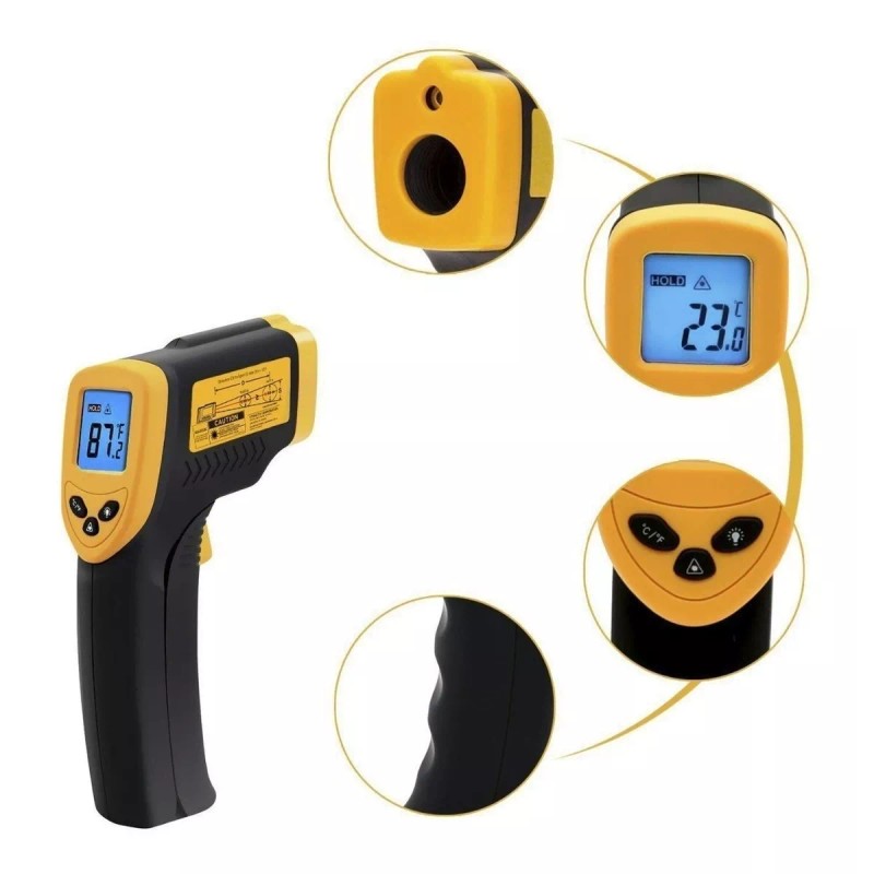 ETCity Termometro Digital Medidor Temperatura 380 Celsius Infrarroj