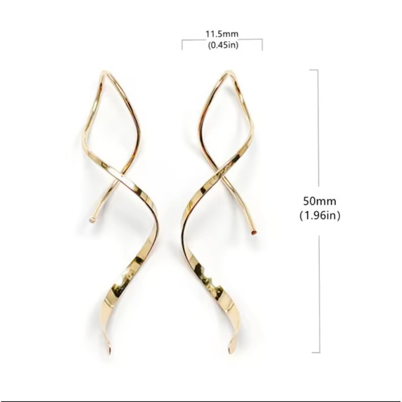 Silver Dangle Earrings, Hypoallergenic Twisted Pull Through Drop Earrings for