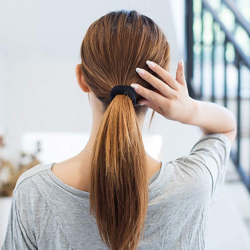 Kingsie Ponytail Hair Rubber Black Outer Diameter 2.2 inches (5.5