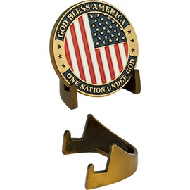 Bronze Challenge Coin Holder, Military Coin Display Stand, Matte Brushed Metallic Finish, Shelf Top Coin Holder for Veterans and Collectors, Token Medallion Holder, 5mm Half Easel Single Coin Stand