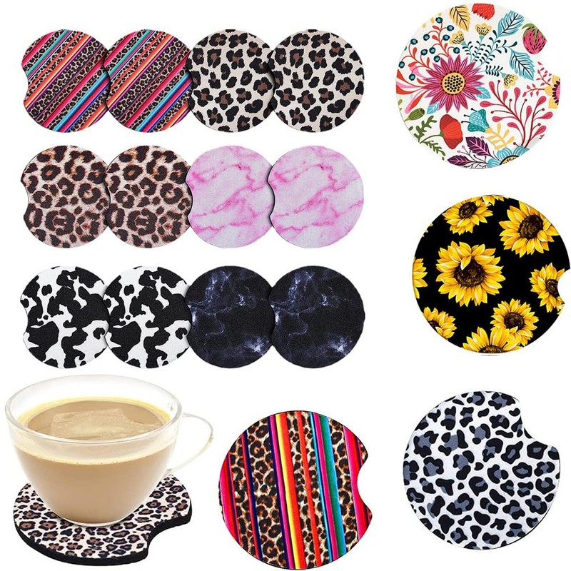 100 pcs Sublimation Coasters Blanks,Absorbent Neoprene Fabric Coasters Car Cup