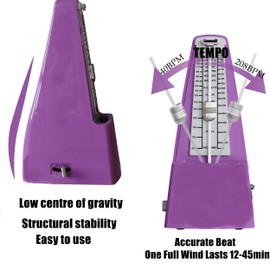 Solo Mechanical Metronome with Accent Bell, Precise Time and Powerful Sound, Suitable for Piano, Guitar, Drums, Saxophone, Trumpet, Cello, etc