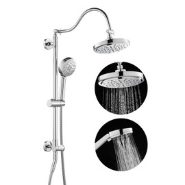 ROVOGO Retrofit Shower System with Height Adjustable 7" Rain Shower, 5-Setting Handheld, 22" Slide Bar with 3-Way Rotary Diverter, 304 Stainless Steel Shower Column, Chrome (NOT INCLUDE MIXER VALVE)
