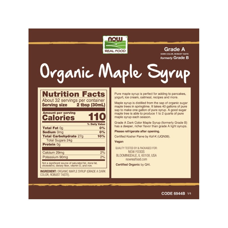 Maple Syrup Organic Grade A Dark Color - 32 oz,