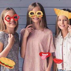 CheeseandU 25Pcs BBQ Picnic Party Photo Booth Props I Cook BBQ Photographing Props Red White Baby Q Baby Shower Photo Decor for Wedding Shower Engagement Outdoor Indoor