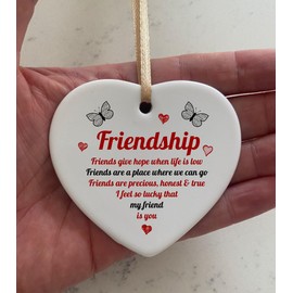 the sticker studio ltd Friendship Lucky My Friend Is You Quote Ceramic Hearts Novelty Plaque Sign Gift cr46