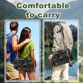 Auptiz Fishing Bag, Fishing Tackle Bag, Oxford Fabric Shoulder Bag, Fishing Fishing Bag, Outdoor Carp Bag, Waist Bag, Fishing Equipment with Padded Shoulder Strap, Waist Belt and Carry Handles,